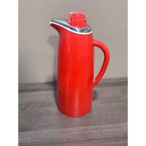 Vintage Crown Corning Thermique Red Thermal Carafe Pitcher 1 Quart MCM